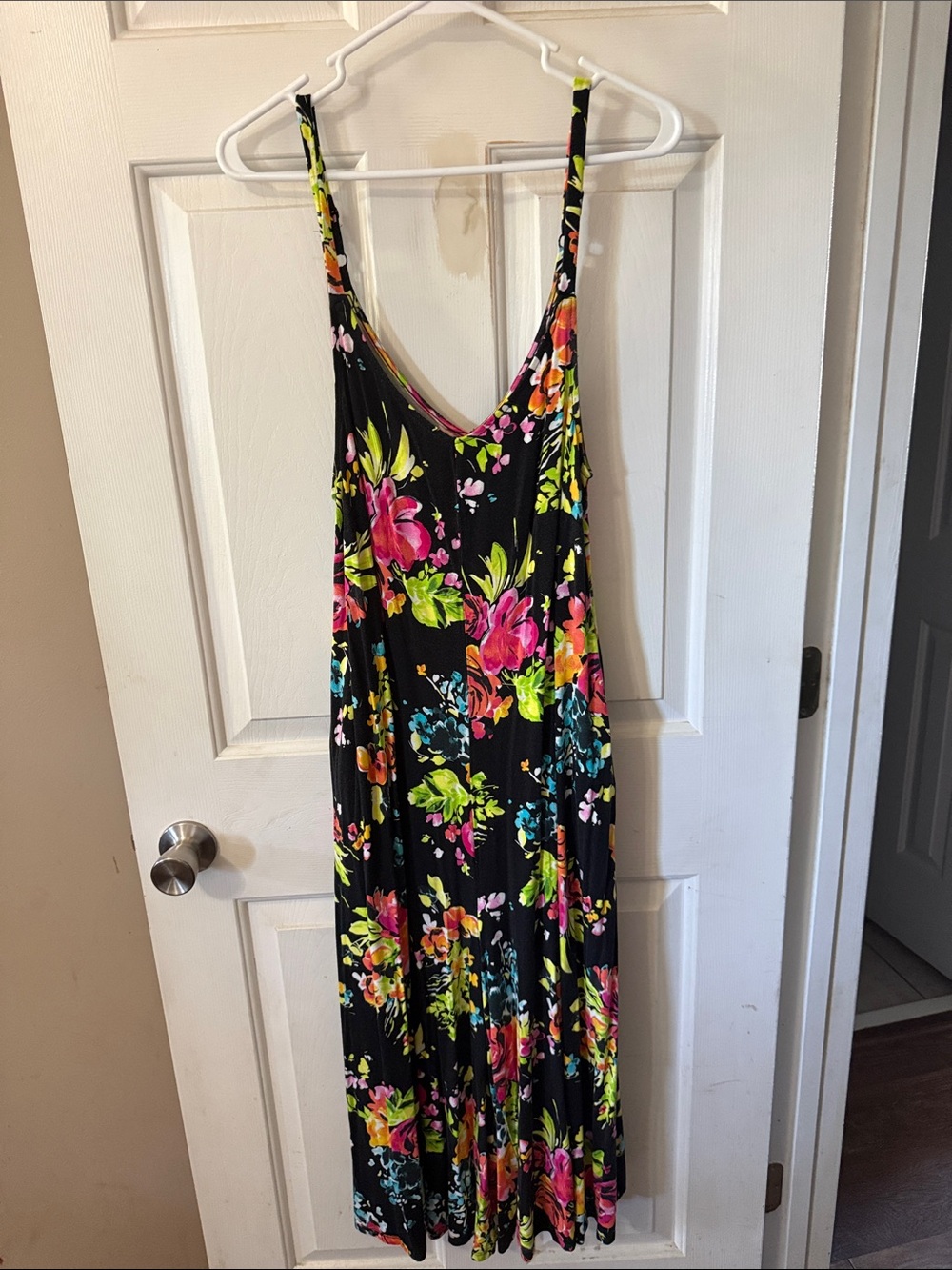 torrid Black Floral Maxi Dress with Neon Pink & Lime Blooms